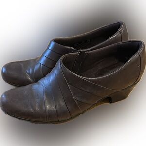 Clarks Leather Slip-On Wedge Shoes